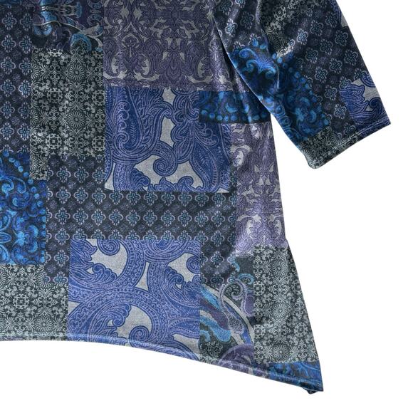 Chicos Velvet Tunic Top Womens Size 3 XL Mixed Print 3/4 Sleeve Floral Boho Art - Picture 5 of 10
